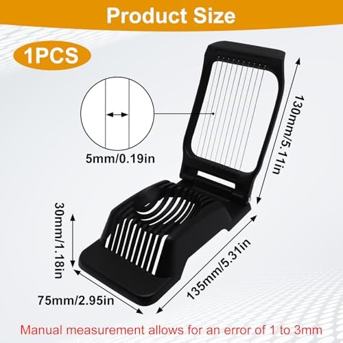 Egg Slicer for Hard Boiled Eggs, Food Slicer with 10 Stainless Steel Wires, Aluminum Alloy Heavy Duty Hard Boiled Egg Cutter for Soft Fruit Strawberry Butter Kiwi Home Use (1Pcs, Black) - Image 2