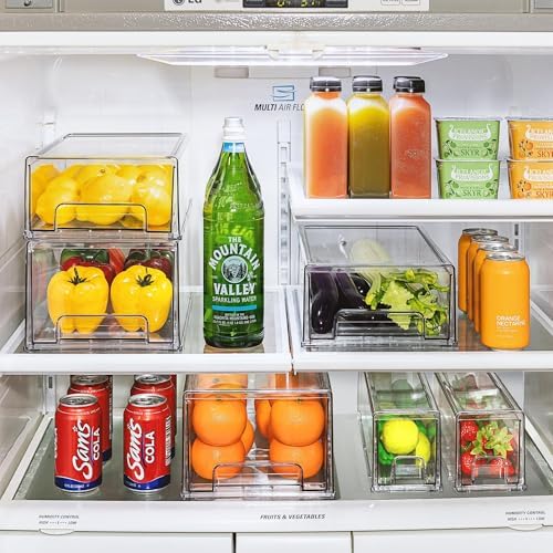 Clear Storage Drawers for Refrigerator (Wide + Narrow Deep, 6 Pack)