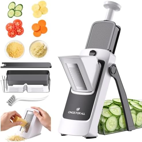 Safe Mandoline Slicer For Kitchen, Food Veggie Slicer, Gray