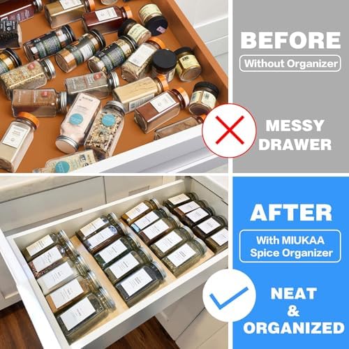 Spice Drawer Organizer, 8 Pcs Clear Seasoning Rack(jar not included)