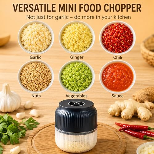 Household Electric Garlic Crusher, 6-Blade Cyclone Mini Chopper (1 Blue) - Image 6