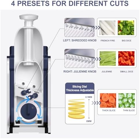 Safe Mandoline Slicer for Kitchen,Adjustable Potato Slicer 1-8 mm