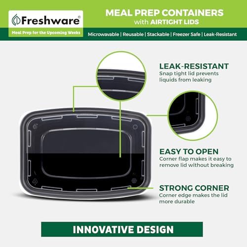 Meal Prep Containers [50 Pack] 24 oz Food Containers with Lids