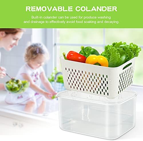 12 Pieces Fruit Storage Containers for Fridge Organizers and Storage, 6 Pack Large Produce Saver with Airtight Lid & Colander for Berry Lettuce Salad Vegetable Storage, Refrigerator Organizer