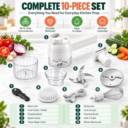 Handheld Wireless Electric Vegetable Chopper,Multi-Function Food Processor - Image 7