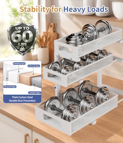 Under Sink Organizer, Pull Out Under Kitchen Sink Organizers, 2 Pack 3 Tier