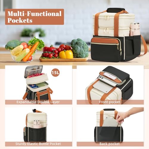 Lunch Bag for Women - Expandable Double Deck Lunch Box