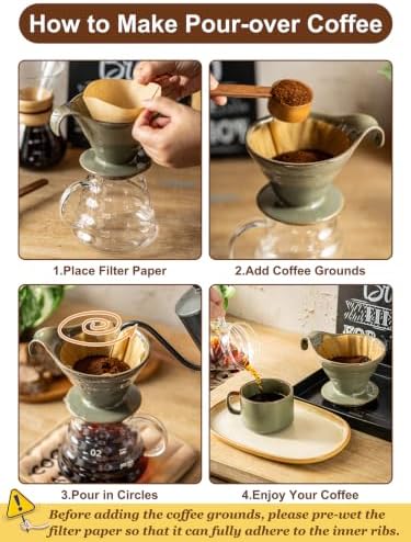 Pour Over Coffee Maker Ceramic Coffee Dripper, Single-Hole Cone