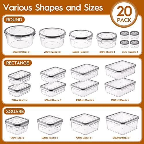 Large 40 Piece Food Storage Containers with Airtight Lids, BPA-free