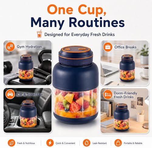 Portable Juicer 38 Blade Wireless Cup Blender Electric Fresh Bottle Mini Licuadora Portatil Personal Cupping Smoothie Single Serve Rechargeable Batidora Small with To-Go 180w It Fast - Image 3