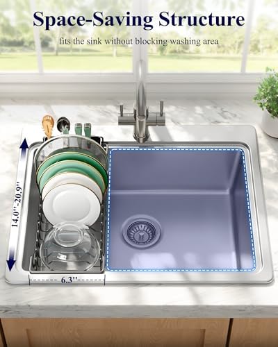 Expandable Dish Rack for Kitchen Counter, Medium, Black