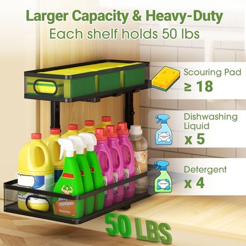 Under Sink Cabinet Organizer 2-Pack for Kitchen&Bathroom