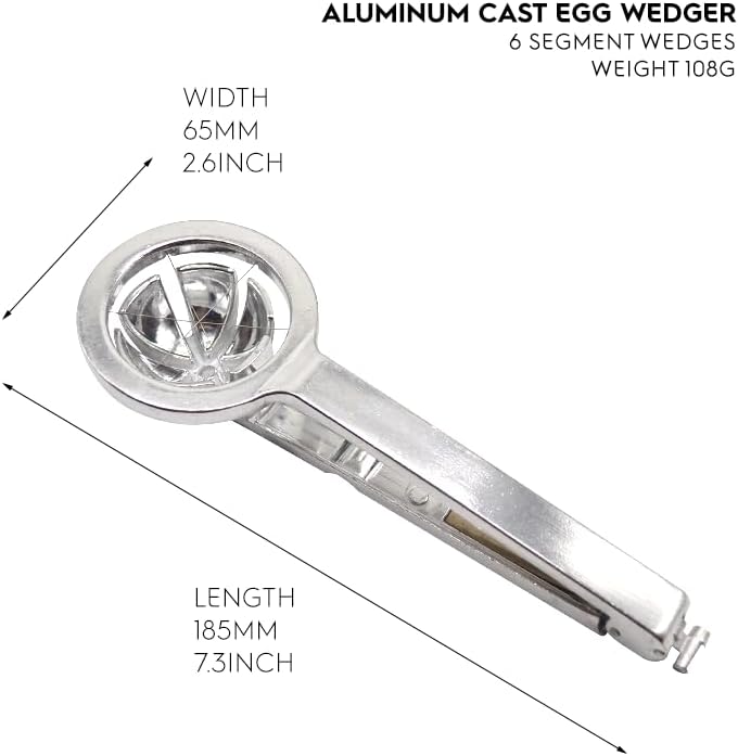 2 Pack Aluminum Cast Wedge Egg Slicer with 18/10 (304) Stainless Steel Wire, Divide Hard Boiled Egg into 6 Equal Segment, Patent Lock Switch Keep Utensil Folded for Sanitary Storage - Image 2