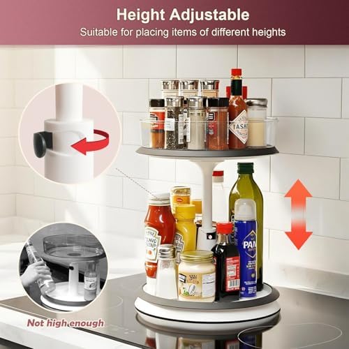 Lazy Susan Medicine Bottle Organizer for Cabinet 2 Tier Clear