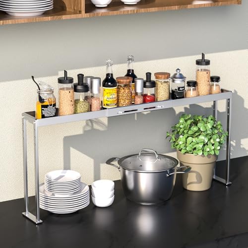 Oven Shelf, Adjustable 27-33 Inch, Kitchen Spice Rack, Silver