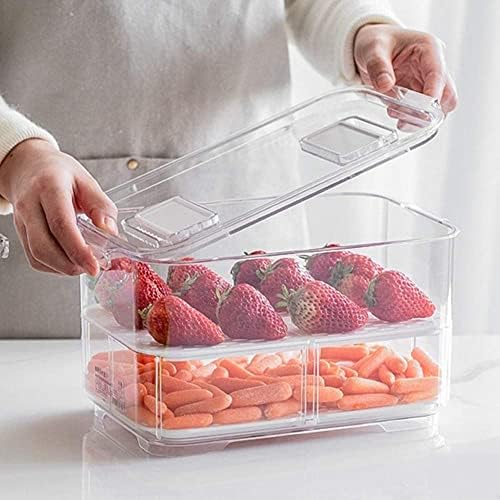 Vegetable Fruit Containers Fridge Food Storage Produce Saver Container Stackable Refrigerator Freezer Organizer Fresh Keeper Drawers Organizer set of 2