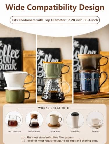 Pour Over Coffee Maker 3 Hole Cone Brewer, Ceramic Coffee Dripper