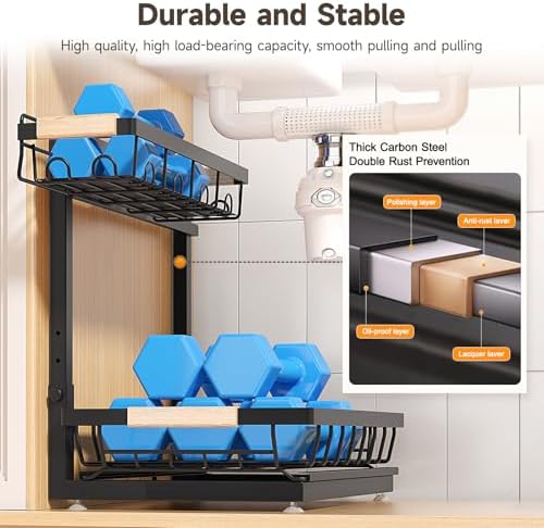 2-Pack 2-Tier Height Adjustable Under Sink Organizer & Storage
