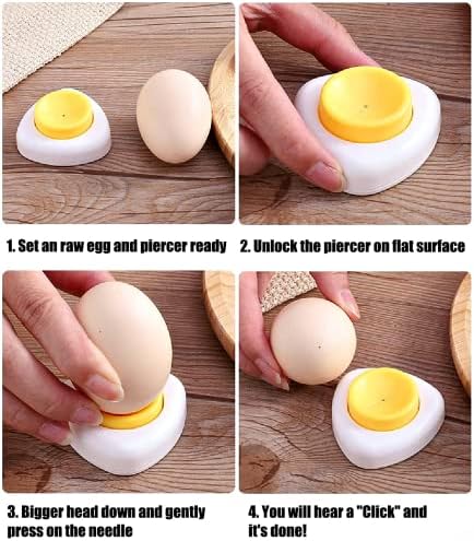 10 Pcs Egg Cups for Soft Boiled Eggs, Egg Cracker Topper Set for Raw Hard Boiled Eggs, 4X Egg Spoons, 4X Egg Cups, 1x Magnet Egg Piercer, 1x Stainless Steel Egg Topper Egg Guillotine