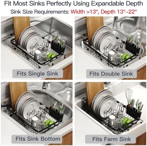 Expandable Dish Drying Rack Over The Sink with Anti Slip Grip
