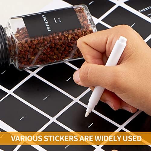 25 Glass Spice jars with label, 4oz Seasoning jars with Black Metal Lids