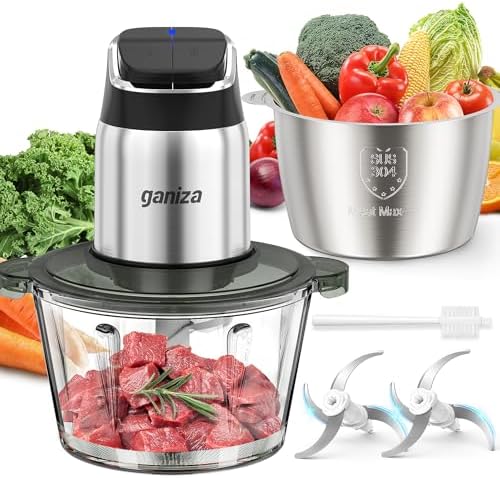 Food Processor with Dual Bowls, 2-Speed Food Chopper & Meat Grinder