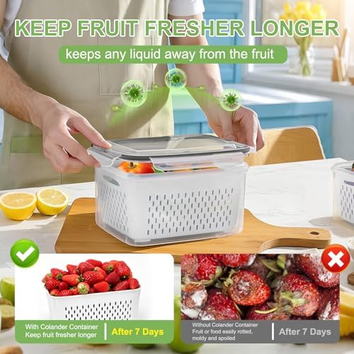 12 Pack Fruit Storage Containers for Fridge with Removable Colander