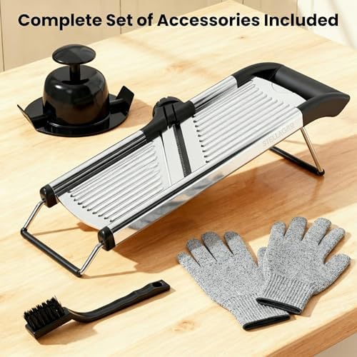 Mandoline Slicer for Kitchen, Adjustable Vegetable Slicer with Julienne Blade, Stainless Steel Food Cutter with Hand Guard for Potatoes, Cucumbers, Onions & Meal Prep - Image 4