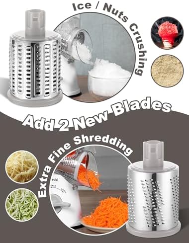 Geedel Rotary Cheese Grater Hand Crank, Cheese Shredder Vegetable Slicer - Image 3