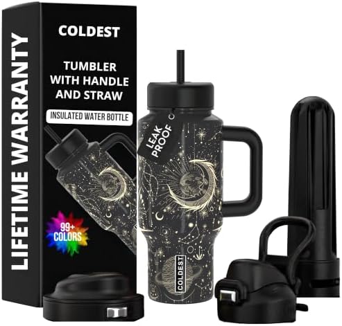 Coldest Tumbler with Handle & Coffee Lid - 100% Spill Proof Tumbler (3 Lids) - Stainless Steel Insulated Leakproof Tumblers for Women & Men - Cup Holder Friendly - 24 oz (The Big Bang) by Coldest