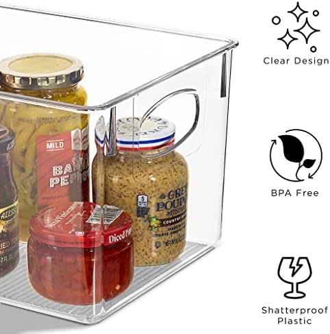 Fridge Organizers and Storage, Clear Plastic Bins (Large, 8 Pack)