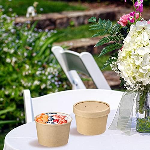 Wuadua 12 oz Disposable Kraft Paper Soup Containers with Lids- 75 Pack - Image 6