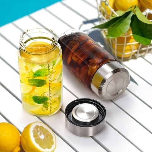 WRINGKIT 2 Pack Glass Juice Bottles with Lid, 12Oz Wide Mouth Shaker Bottle - Image 5