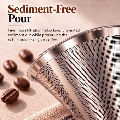 Pour Over Coffee Maker - Glass Dripper with Steel Filter 20 Oz