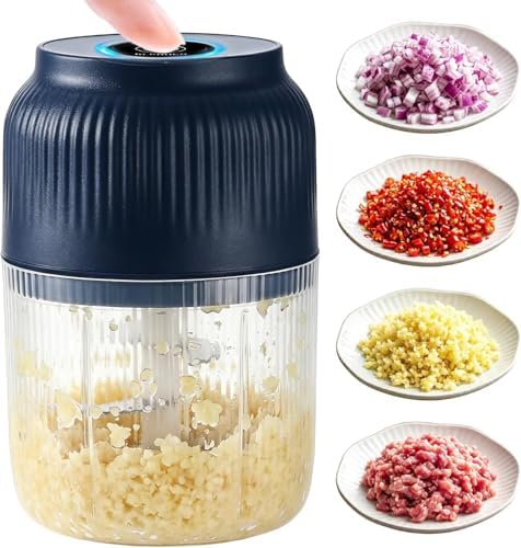 Electric Garlic Chopper, 2026 New Mini Food Processor & Food Chopper for Kitchen, Portable Cordless Garlic Mincer with 4 Stainless Steel Blades, Small Vegetable Chopper for Onion Salad (B, 400ml)