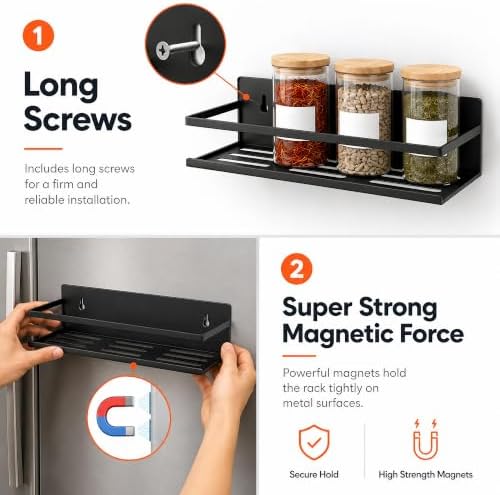 Magnetic Spice Rack 4-Pack – Heavy-Duty, Rust-Resistant