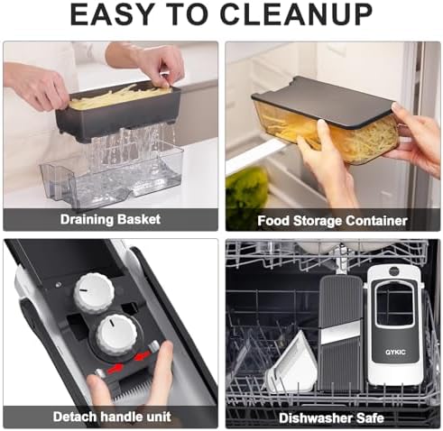 QYKIC Mandoline Slicer for Kitchen, Adjustable 0.1-8mm (S4 Gray) - Image 6