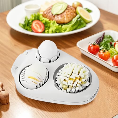 3 in 1 Egg Slicer for Hard Boiled Eggs, 2025 New Egg Cutter for Hard Boiled Eggs for Strawberry Mushroom Grape Cherry Tomato, Multi-Function Food Slicer for Home Use Kitchen Chopper Tool (1 PCS)