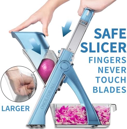 Upgrade Safe Mandoline Slicer Plus, Bigger Size, SkyBlue