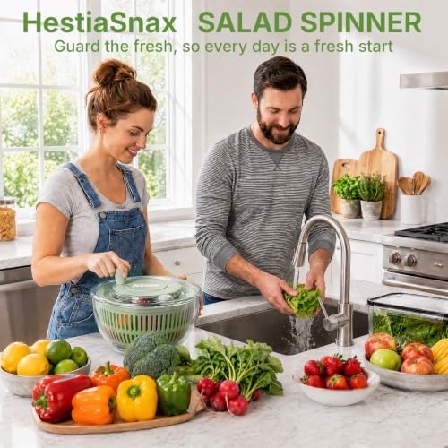 Salad Spinner 4.25qt, One‑touch Stop Button & Non‑slip Base, Vegetable Dryer Bowl with 5‑blade Slicer & Egg Yolk Strainer for Kitchen Party Use - Image 7