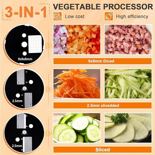 Electric Vegetable Chopper Dicer with 3 Blades, 3 IN 1, 110V - Image 2