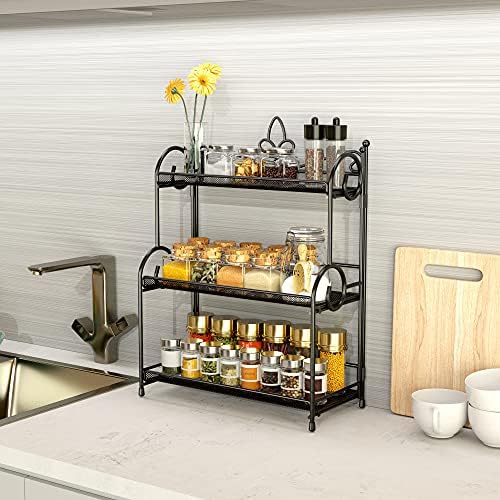 Bathroom Organizer Countertop - 3 Tier Spice Rack Organizer, Counter Organization and Storage for Bathroom, Kitchen, Bedroom, Offices, Foldable