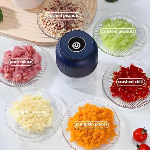 Electric Garlic Chopper, 320ML Mini Portable Veggie Chopper with 6 Sharp Blades, Rechargeable Electric Food Chopper Tool, Wireless Veggie Grinder, for Onions Ginger Chili Nuts Meat (White*1) - Image 2