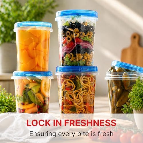 Freezer Storage Containers, 10 Pack, 32 Oz Leakproof BPA-Free Lids