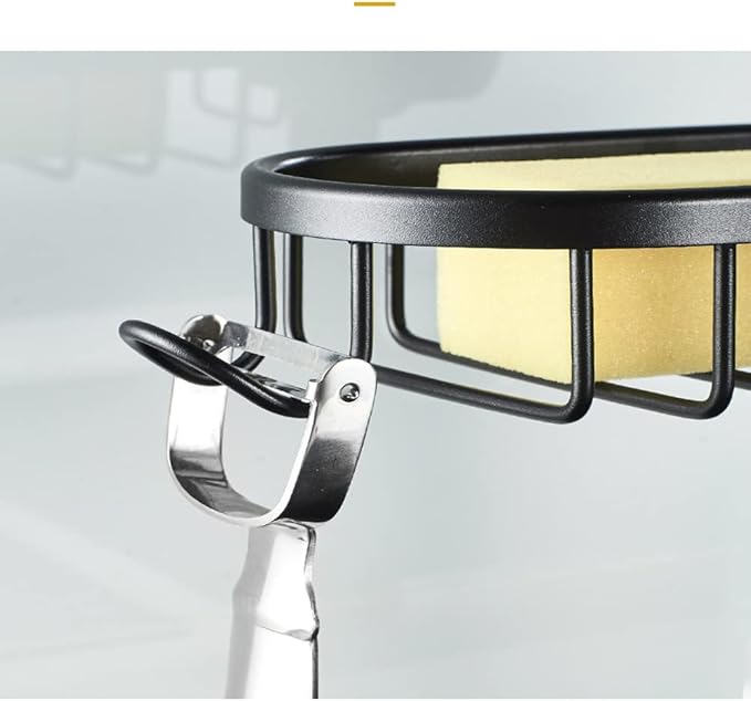Kitchen Faucet Sponge Holder Sink Caddy Organizer Over Faucet Hanging Faucet Drain Rack for Sink Organizer (Black-Upgraded)