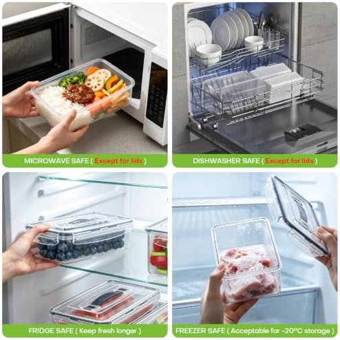 10Pack Fruit Storage Containers for Fridge with Colander and Lids