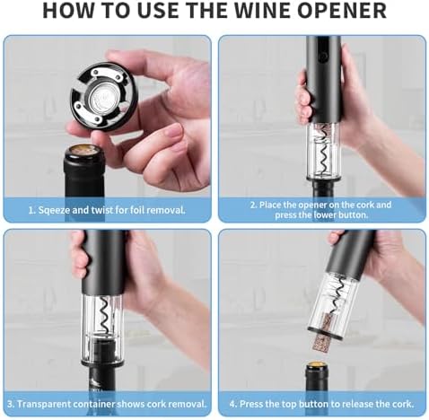 Electric Automatic Wine Bottle Opener Set, Rechargeable Wine Opener Set