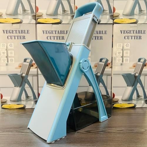 New Mandoline Slicer for Kitchen,Potato Slicer Thickness Adjuster,Veggie Onion Dicer Faster Kitchen Mandolin for Meal Prep, safe Vegetable Chopper and slicer vegetable cutter,French Fry Cutter, (Blue) - Image 6