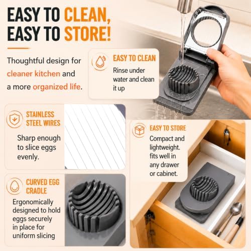 FANTEXY Egg Slicer for Hard Boiled Eggs, Stainless Steel Wires - Image 5