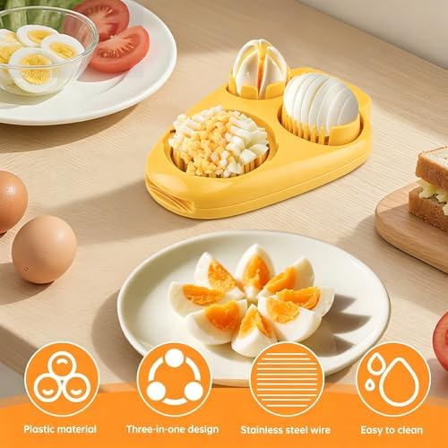 3 in 1 Egg Slicer for Hard Boiled Eggs, 3 Slice Modes with Cleaning Brush - Image 5